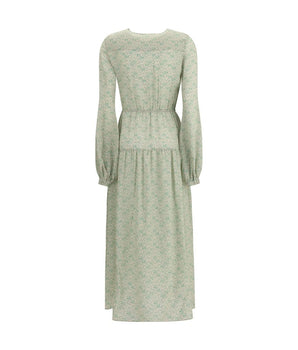 Kristina Ti Green Silk Long Dress