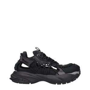 Versace Black Leather Athletic Sneakers