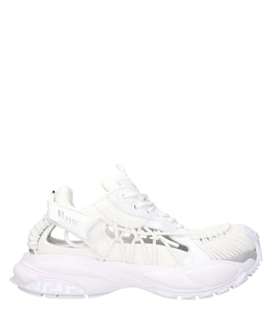 Versace White Leather Athletic Sneakers