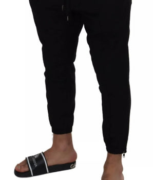 Dolce &amp; Gabbana Black Jogger Wool Jogging Trouser