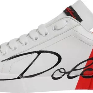 Dolce &amp; Gabbana White Red Logo Portofino Tennis Shoes