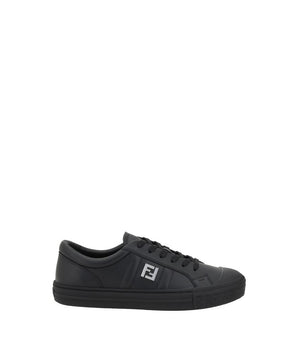 Fendi Black Calf Leather Bos Taurus Athletic Sneakers