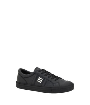 Fendi Black Calf Leather Bos Taurus Athletic Sneakers