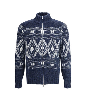 Brunello Cucinelli Blue Alpaca Vicugna Pacos Cardigan