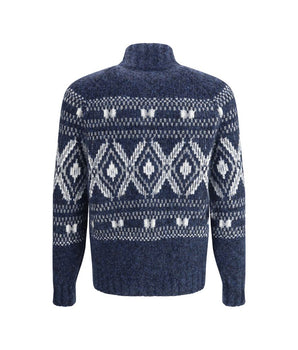 Brunello Cucinelli Blue Alpaca Vicugna Pacos Cardigan