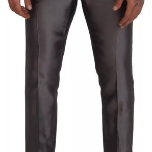 Dolce & Gabbana Gray Silk Metallic Men Dress Trouser Pants