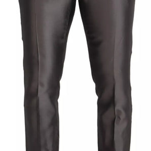 Dolce & Gabbana Gray Silk Metallic Men Dress Trouser Pants