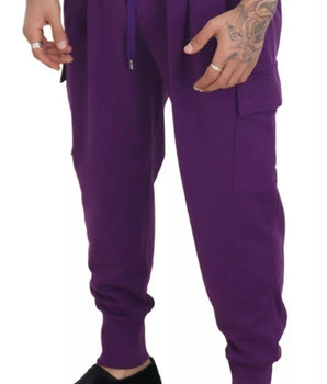 Dolce &amp; Gabbana Purple Cotton Cargo Sweatpants Jogging Pants