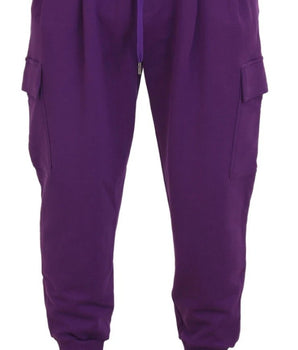 Dolce &amp; Gabbana Purple Cotton Cargo Sweatpants Jogging Pants