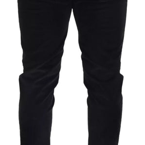 Dolce & Gabbana Black Stretch Cotton Slim Trousers Chino Pants