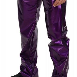 Dolce & Gabbana Purple Metallic Nylon Straight Trouser Pants