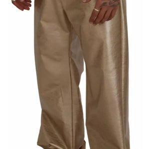 Dolce & Gabbana Metallic Gold Polyester StraightTrouser Pants