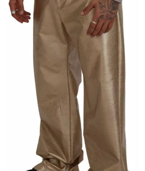 Dolce &amp; Gabbana Metallic Gold Polyester StraightTrouser Pants