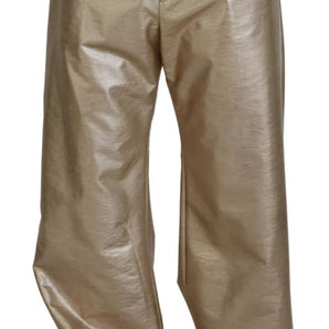 Dolce & Gabbana Metallic Gold Polyester StraightTrouser Pants
