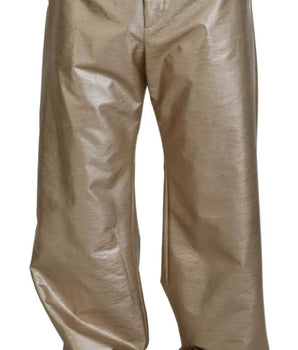 Dolce &amp; Gabbana Metallic Gold Polyester StraightTrouser Pants