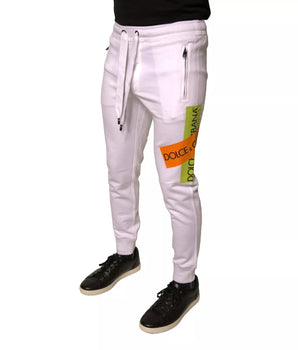 Dolce &amp; Gabbana White Logo Tape Jogger Sweatpants