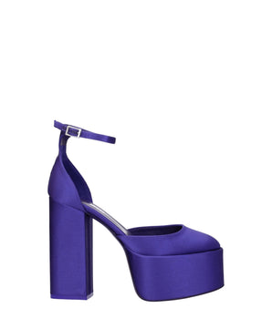 Paris Texas Purple Satin Platform Sandals