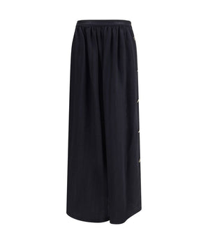 Kristina Ti Black Fleece Wool Long Skirt
