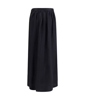 Kristina Ti Black Fleece Wool Long Skirt