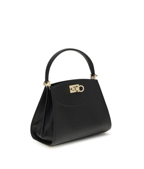 Ferragamo Black Calf Leather Bos Taurus Handbag