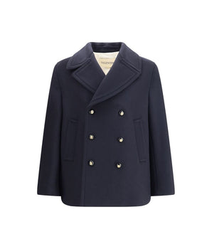 Valentino Blue Fleece Wool Coat