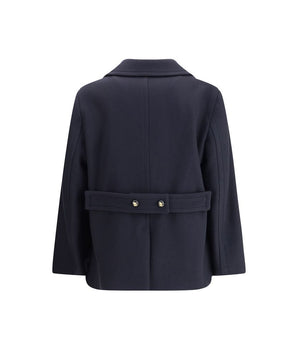 Valentino Blue Fleece Wool Coat