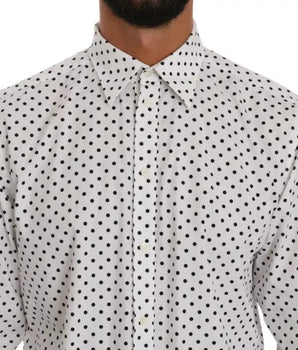Dolce &amp; Gabbana White Dotted Dress Formal MARTINI Shirt