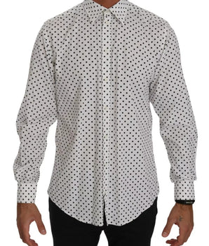 Dolce &amp; Gabbana White Dotted Dress Formal MARTINI Shirt