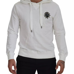 Dolce & Gabbana White Cotton Hooded Sweatshirt Sweater