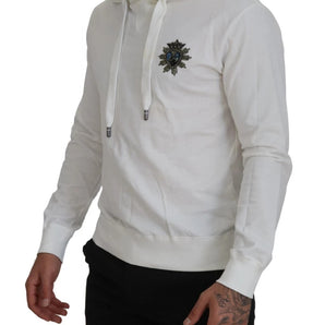 Dolce & Gabbana White Cotton Hooded Sweatshirt Sweater