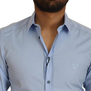 Dolce & Gabbana Light Blue Cotton Slim Fit Dress Shirt