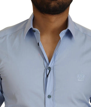 Dolce &amp; Gabbana Light Blue Cotton Slim Fit Dress Shirt