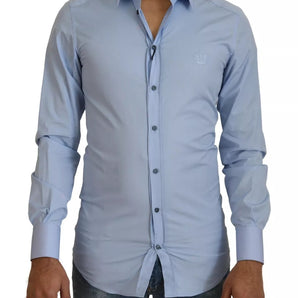 Dolce & Gabbana Light Blue Cotton Slim Fit Dress Shirt
