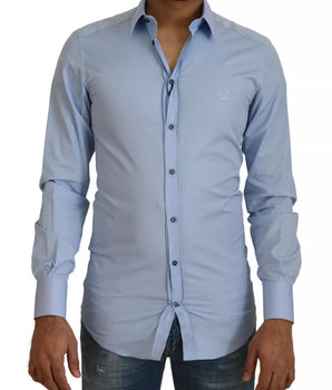 Dolce &amp; Gabbana Light Blue Cotton Slim Fit Dress Shirt