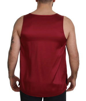 Dolce &amp; Gabbana Red Round Neck Sleeveless Silk T-Shirt