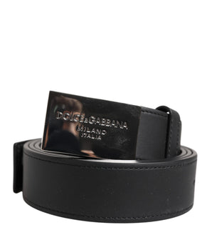 Dolce &amp; Gabbana Black Leather Classic Metal Logo Buckle Belt