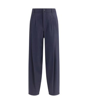 Giorgio Armani Blue Fleece Wool Casual Pants