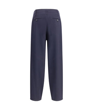 Giorgio Armani Blue Fleece Wool Casual Pants