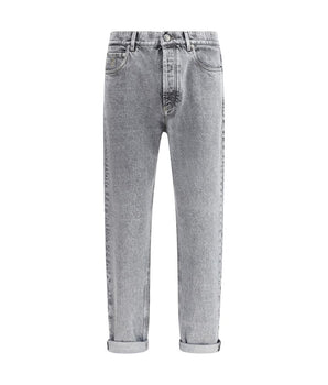 Brunello Cucinelli Gray Cotton Straight-Leg Jeans