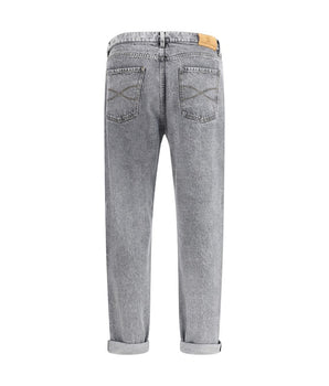 Brunello Cucinelli Gray Cotton Straight-Leg Jeans