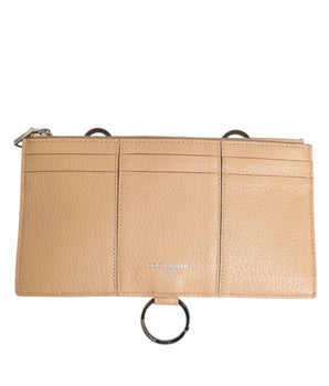 Dolce &amp; Gabbana Beige Calfskin Leather Large Crossbody Card Holder Wallet