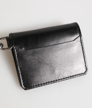 Dolce &amp; Gabbana Black Leather Logo Embossed Key Chain Card Holder Wallet