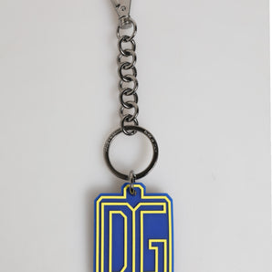 Dolce & Gabbana Blue Yellow DG Rubber Logo Silver Men Keychain Keyring