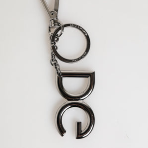 Dolce & Gabbana Silver Brass DG Logo Metal Keychain Holder Men Keyring