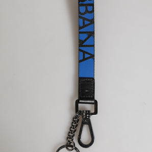 Dolce & Gabbana Blue Nylon Logo DG Crown Men's Holder Keychain Keyring