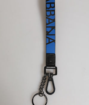 Dolce &amp; Gabbana Blue Nylon Logo DG Crown Men's Holder Keychain Keyring