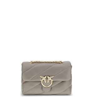 PINKO Gray Calf Leather Bos Taurus Shoulder Bag