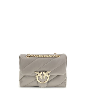 PINKO Gray Calf Leather Bos Taurus Shoulder Bag