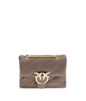 PINKO Brown Calf Leather Bos Taurus Shoulder Bag