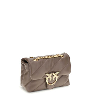 PINKO Brown Calf Leather Bos Taurus Shoulder Bag